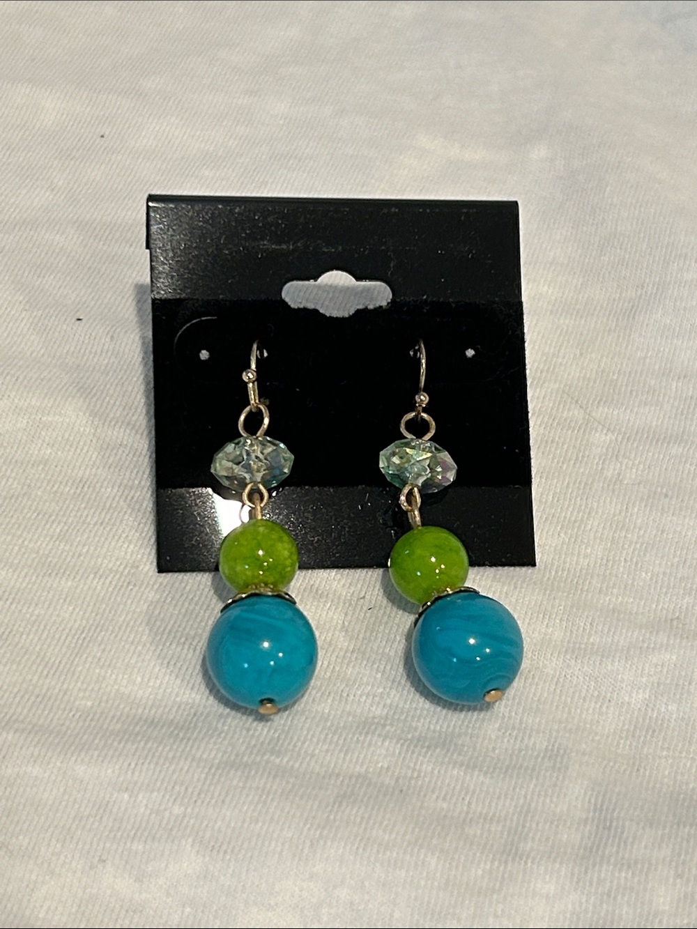 Blue and Green Glass Drop Earrings - Women Jewelry